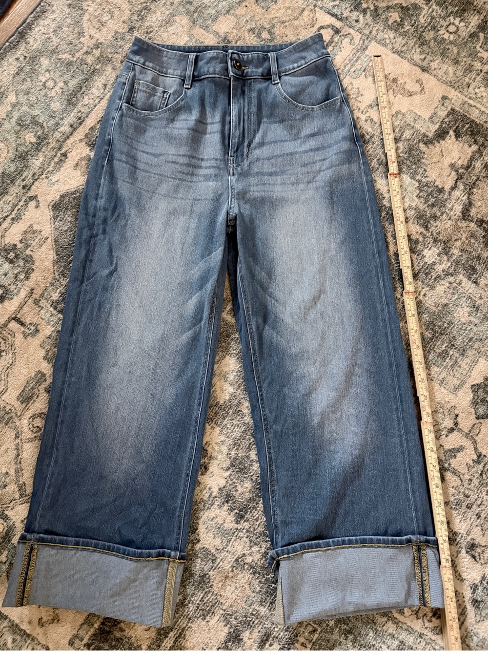 Halara Flex High Waisted Cuffed Wide Leg Jeans S 26 inch waist
